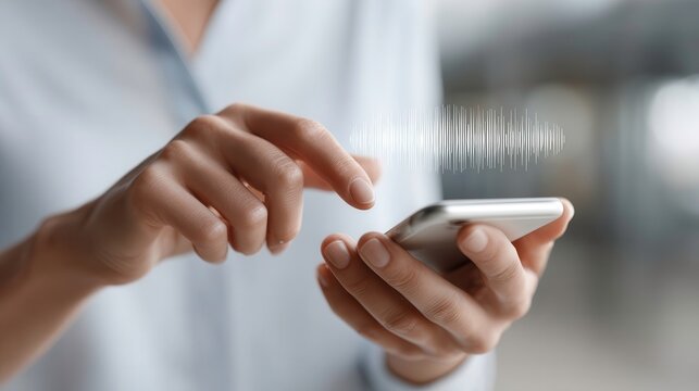 Mobile Voice Search. AI Assistant. Audio App. Technology.