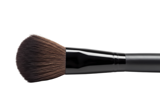 Professional Makeup Brush: Close-up of a Black-Handled Dome Blending Brush Isolated on White Background isolated on transparent background