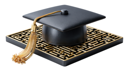 graduation cap and books