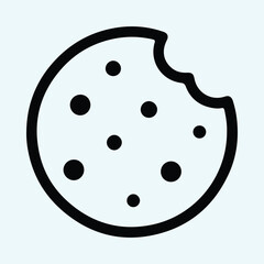 Silhouette bitten chocolate chip cookie icon vector illustrator
