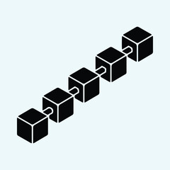 Silhouette blockchain isometric cubes linked together connection vector illustrator