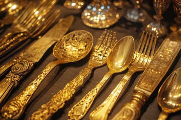 golden spoon and fork