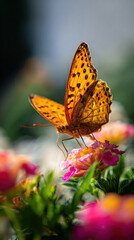 Obraz premium Butterfly with Pollen on Legs Macro Photograph