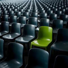 Fototapeta premium Rows of chair and the one chair looks different 