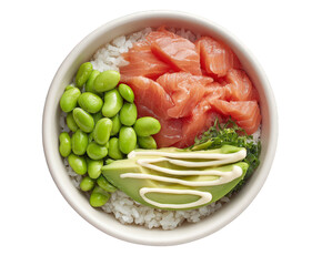 salad with shrimps and vegetables on white background