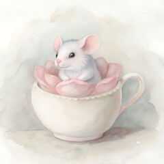 white rat in a glass bowl