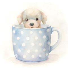 white puppy in a bowl