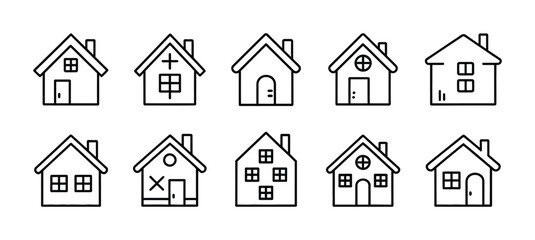 House home real estate property building architecture construction residential dwelling structure icon set