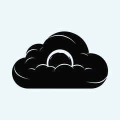 Silhouette cloud with sun conceptual black vector illustrator