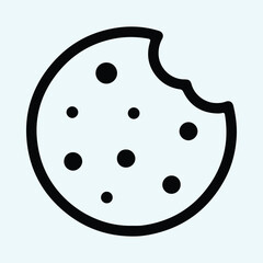 Silhouette cookie with chocolate chips bite mark vector illustrator