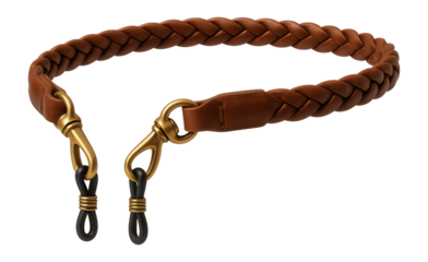 Leather braid glasses strap with brass hardware for a rugged touch