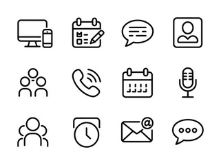 Communication icons contact icons business icons meeting icons schedule icons email icons vector icons