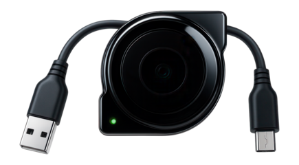 Retractable USB OTG cable with USB-A to Micro USB connectors and spring-loaded mechanism