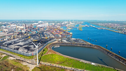 Naklejka premium Aerial from industry in the harbor from IJmuiden in the Netherlands