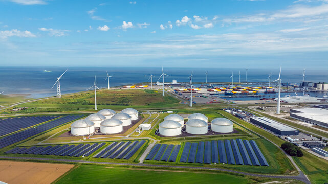 Aerial  from industry near Delftzijl in the Netherlands