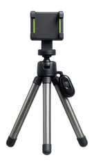 Tripod with integrated smartphone holder and Bluetooth remote control