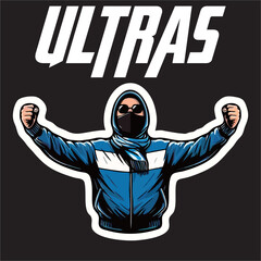 A vector illustration drawing of football fans ultras hooligans 