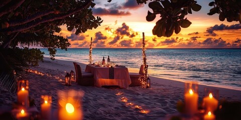 A romantic beachside restaurant with stunning sunset views  