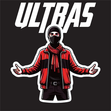 A vector illustration drawing of football fans ultras hooligans 