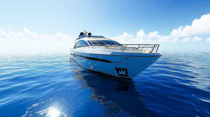 Naklejka premium High angle view of luxury motor yacht sailing on open sea