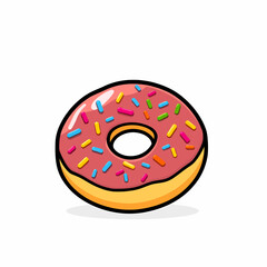 Vector icon of a donut with colorful sprinkles.