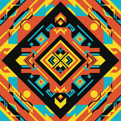 Abstract Tribal Geometric Pattern Vector – Indigenous Inspired Seamless Background