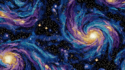 Pixelated Galaxy Pattern Design With Vibrant Colors