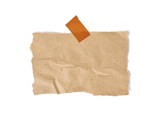 Blank brown torn note paper isolated on white background