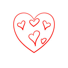 Hand drawn freehand different love hearts