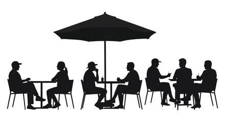 people sitting under umbrella enjoying outdoor gathering