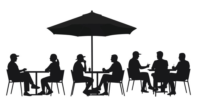 people sitting under umbrella enjoying outdoor gathering