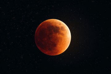Stunning view of a total lunar eclipse in the dark night sky