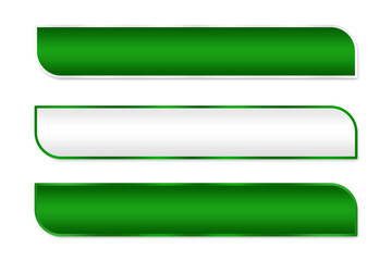 set of green lower third rectangle with silver border modern element png file transparent background	