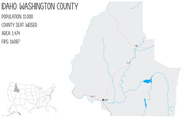 Large and detailed map of Washington County in Idaho, USA.
