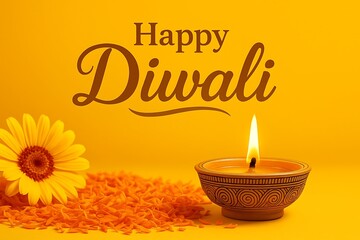 Happy diwali greeting with flower
