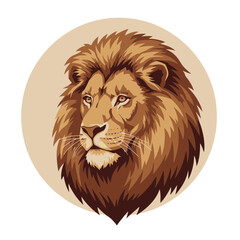 Regal Lion Head with Golden Mane Portrait