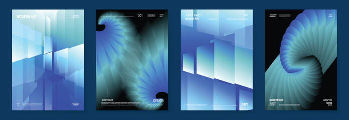 Obraz na płótnie Canvas Modern gradient poster background vector set. Cover template with vibrant geometric shape in different. Modern Design for wall art, flyers, brochures, covers and web banners. 
