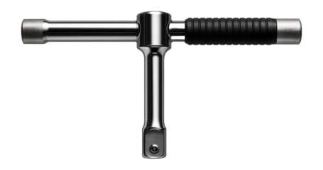 T-handle breaker bar with a chrome finish for added strength, commonly used in a construction site.