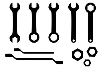 Set of Assorted wrenches icon, Spanner icon set. flat vector illustration design isolated on white background.