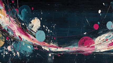 Abstract Digital Painting With Splashes Of Color