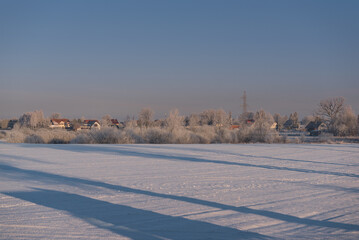 PICTURESQUE WINTER LANDSCAPE - Snow on the fields and frost on the trees
