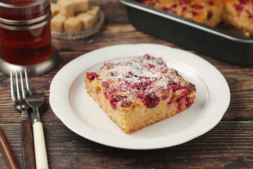 A cranberry pie, freshly backed and ready to be served