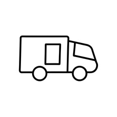 Simple outline drawing of a delivery truck on transparent background