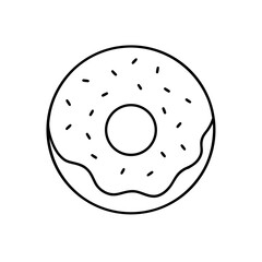 Outline drawing of a frosted doughnut treat on transparent background