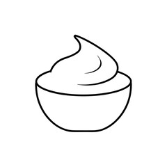 Bowl of whipped cream dessert illustration on transparent background
