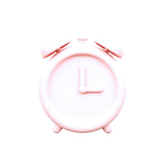 blush pink 3d alarm clock gentle wakeup call, sweet dreams, time management icon, isolated on transparent background