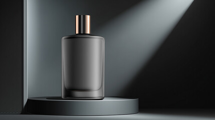 Luxury Perfume Bottle Displayed in a Modern Setting with Striking Spotlight