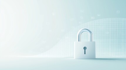 Fototapeta premium Light - Themed Cyber Security Lock with Grid Background