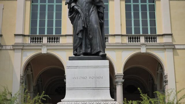 Antonio Rosmini bronze in Indro Montanelli park, Milan, Lombardy, Italy