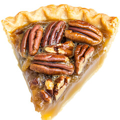 Slice of Pecan Pie with Golden Syrup and Crispy Crust